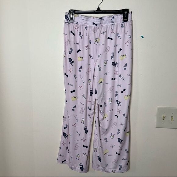 RAE DUNN. S NavyโPink Racer Back Tank Crop Wide Pants VACAY MODE. PJ Set - Picture 10 of 13